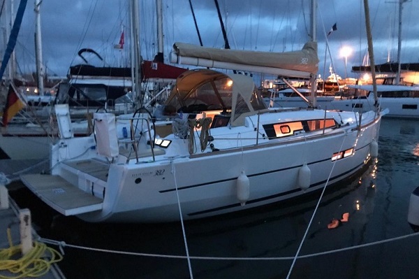 Dufour 382 - medsail - Pleasant Company Moored Up At Night Malta Charters